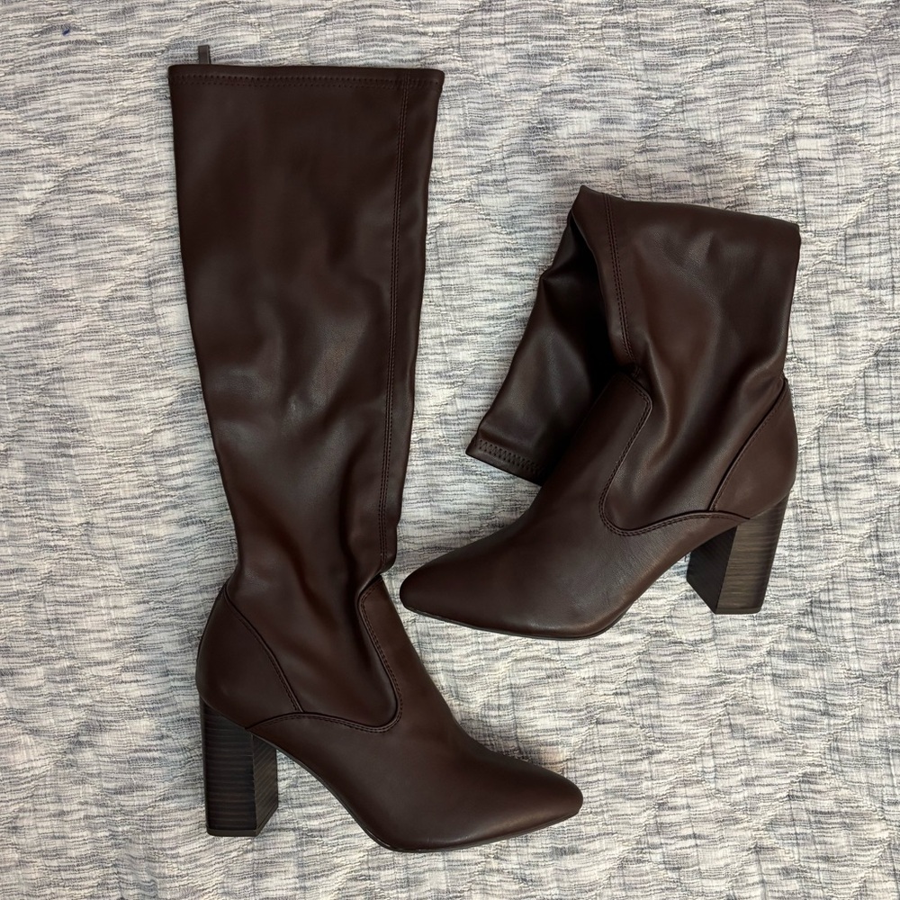 Franco Sarto Knee High Boots Sz 9 NWOT | Franco Sarto Brown Leather Boots Sz 9 - - Picture 3 of 8